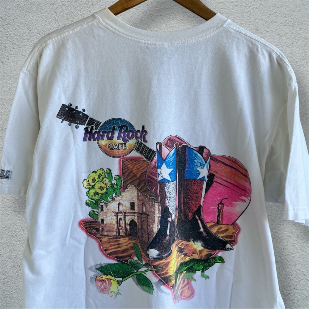 Vintage 90s Hard Rock Cafe San Antonio Tee Shirt Bob Wade Art Texas VTG